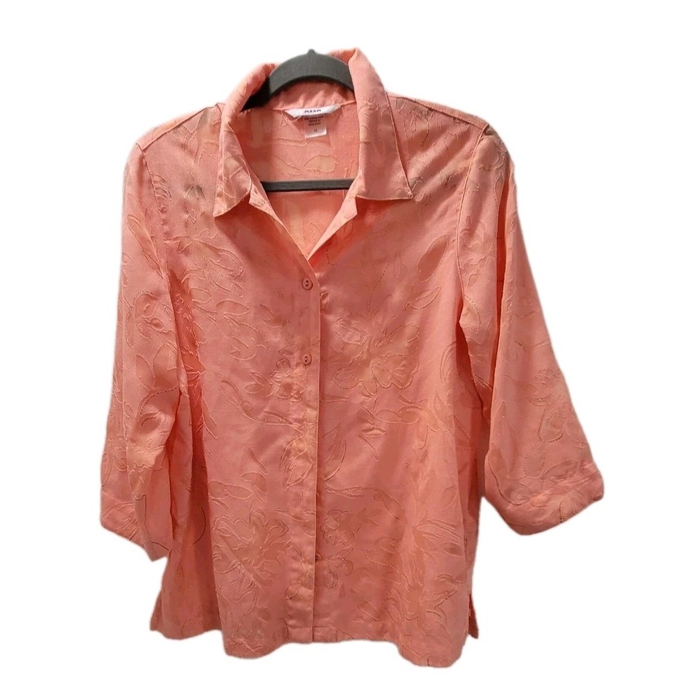 Alia Women's Top Size 10 Peach Floral Burnout